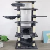 SEVOBAL Pet Tower Multi-Level With Spacious Condos, Scratching Posts, Sturdy For Multiple Cats With Perches, Toys, Dark Grey, 26.38"*26.38"*10.63"