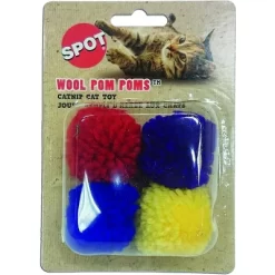 Spot Wool Pom Poms With Catnip Cat Toy 4 Pack