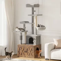 55" Cat Tree W/Litter Box Enclosure, All-In-One Multi-Level Tower W/Hammock & Scratching Posts -BlueBuffalo Sales Store GUEST c043ac1c 20b1 4a94 9a78 a30e9ded41bc