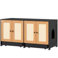 PawHut Cat Litter Box Enclosure, Hidden Litter Box Furniture For 2 Cats With 2 Cabinets, Scratching Mats & Trays, Black 8 PawHut Cat Litter Box Enclosure, Hidden Litter Box Furniture For 2 Cats With 2 Cabinets, Scratching Mats & Trays, Black -BlueBuffalo Sales Store GUEST c049188c e000 455b 8a9e 499813dd8bb1