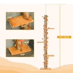 YOOCOZZ Pawhut Indoor 80" - 95" Adjustable Tall Cat Tower, Floor To Ceiling, 3-Level, With Sisal Scratching Post, Platforms And Leaves-Orange -BlueBuffalo Sales Store GUEST c07784fa 03b2 4bf8 b44c 6af6d28b1af5 1