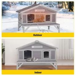 Aivituvin Premium Wooden Cat House For Feral Cats, Weatherproof Cat Shelter-AIR92 -BlueBuffalo Sales Store GUEST c07ef5ec 9607 4d7f 82e2 ea0bc3dcf235