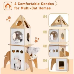 QuestaPack Modern Cat Tree Rocket Shape,54" Wood Cat Tower Multilevel For Indoor Cats -BlueBuffalo Sales Store GUEST c0b8c172 af09 4dc3 ab25 bc9a7692bbfd