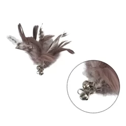 Unique Bargains Cat Feather Plaything Cat Wand Replacement Feather Fluffy Plume Brown 3 Pcs