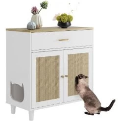 Hidden Cat Litter Box Cabinet,Enclosed Dog-Proof Furniture W/Storage Drawer & 2 Sisal Scratcher Doors For Living Room,Bedroom -BlueBuffalo Sales Store GUEST c185078d 081e 4d52 b2c4 66c70fa4b5f8
