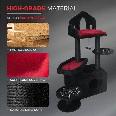 Kumasinova Gothic Style Cat Tree With Coffin Bed,Cat Tower With Scratching Post,Modern Cat Tree Tower For Indoor Cats,Unique Cat Furniture,Black 3 Kumasinova Gothic Style Cat Tree With Coffin Bed,Cat Tower With Scratching Post,Modern Cat Tree Tower For Indoor Cats,Unique Cat Furniture,Black - Image 3