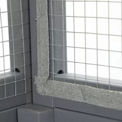 Resenkos 70-Inch Cat Catio, Outdoor Wooden Enclosure With Wheels, Multi-Level Platforms, Lockable Door, Sunroof, Custom Panels, Gray Gray With Pattern