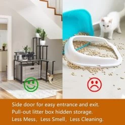 Cat Litter Box Enclosure Furniture With 3-Tier Storage Shelves, Wooden Large Hidden Litter Box Furniture, Modern Style Cat Washroom ,Grey -BlueBuffalo Sales Store GUEST c3c3dd19 06f7 493c a115 8924df7106c9 1