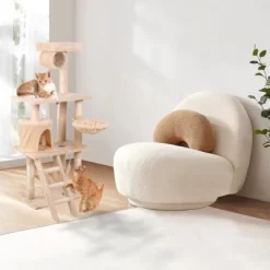 DSVIMOY 55In Cat Tree Tower For Indoor Cats,Multi-Level, Furniture Activity Center With Scratching Posts Stand, Cream White, 25.6"*15.8"*55.1" -BlueBuffalo Sales Store GUEST c3c825c1 57d4 47fd 8dce e929eca7bfad