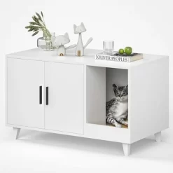 SEVOBAL Pet Crates And Houses, Modern Hidden Cat Box With Scratching Pad, For Living Room, White, 33.5"*18.5"*19.9" -BlueBuffalo Sales Store GUEST c48c7f44 d130 44a5 8b91 ba65a6dbf997 1
