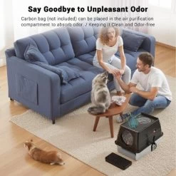 Large Stainless Steel Enclosed Cat Litter Box With Lid, Metal Kitty Litter Box With Flip Cover, Removable Top And Litter Scooper -BlueBuffalo Sales Store GUEST c4aa887c ad7c 4c85 ba96 d8363e2051bb