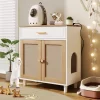 Racxily Furniture Style Cat Litter Box Cat House With Sisal Scratching Door Charging Socket Cat Friendly Furniture