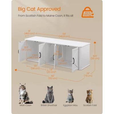 Feandrea Double Cat Litter Box Enclosure, Cat Litter Box Furniture Hidden, Front Entry, Cat House, Side End Table, TV Stand 4 Feandrea Double Cat Litter Box Enclosure, Cat Litter Box Furniture Hidden, Front Entry, Cat House, Side End Table, TV Stand - Image 4