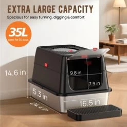 ZACHVO Stainless Steel Flip-Top Cat Litter Box – XL Enclosed Metal Litter Pan For Large Cats 11 ZACHVO Stainless Steel Flip-Top Cat Litter Box – XL Enclosed Metal Litter Pan For Large Cats -BlueBuffalo Sales Store GUEST c4f34a85 f1c4 4356 ab03 3a22b9957c2e