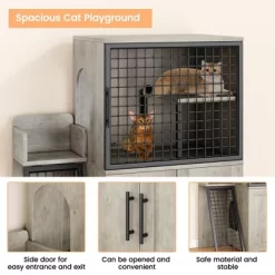 Villa Litter Box Enclosure With Platform - Double Layer Hidden Furniture, Indoor Modern Cat Washroom, House With Ladder, 33.5" L X 17.9" W X 41.9" H -BlueBuffalo Sales Store GUEST c54a4ad3 7e67 417a bb5c 76e59f163681