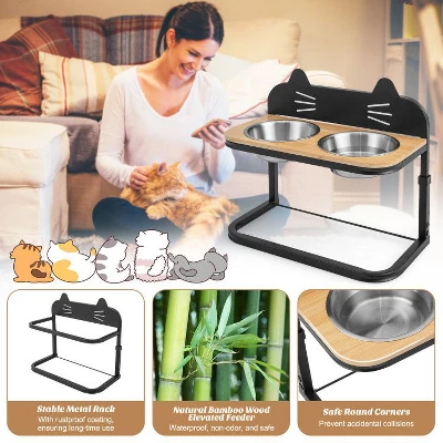 Chery Life 2 Pet Bowls With Stainless SteelElevated Stand, For Cats And Small And Medium Dogs 3 Chery Life 2 Pet Bowls With Stainless SteelElevated Stand, For Cats And Small And Medium Dogs - Image 3