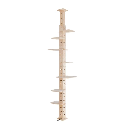 9' Adjustable Height Floor-to-Ceiling Cat Tree, Multi-Level Cat Vertical Cat Condo, Cat With Perching Shelves For Indoor Cats 3 9' Adjustable Height Floor-to-Ceiling Cat Tree, Multi-Level Cat Vertical Cat Condo, Cat With Perching Shelves For Indoor Cats - Image 3