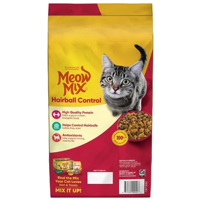 Meow Mix Hairball Control With Flavors Of Chicken, Turkey , Salmon & Ocean Fish Adult Complete & Balanced Dry Cat Food - 6.3lbs 1 Meow Mix Hairball Control With Flavors Of Chicken, Turkey , Salmon & Ocean Fish Adult Complete & Balanced Dry Cat Food - 6.3lbs