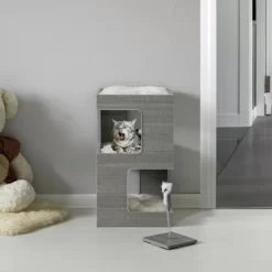 PawsMark Multi Level Modern Cat Tall Climbing Tree House For Indoor Cats | Wood Tower Luxury Furniture Stand With Removable Soft Blanket And Condo -BlueBuffalo Sales Store GUEST c719fe32 1a7a 446e a27a 0424e6e71086