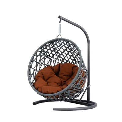 FURNIinspire Pet Beds Cat Swing Bed With Stand, Cushion, Rattan Wicker Cat Egg Chair, Indoor Cooling Pet Bed Dog Bed, Brown, 19.3"*19.3"*28.7" 1 FURNIinspire Pet Beds Cat Swing Bed With Stand, Cushion, Rattan Wicker Cat Egg Chair, Indoor Cooling Pet Bed Dog Bed, Brown, 19.3"*19.3"*28.7"