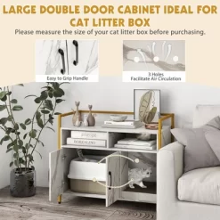 Tangkula Large Litter Box Enclosure Cat Wooden Storage Cabinet With 2 Doors Marble White -BlueBuffalo Sales Store GUEST c79f4c39 6ced 4613 b3c9 94e1d3d5ae62