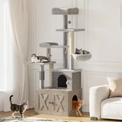 2-in-1 Cat Tree With Litter Box Enclosure, Hidden Litter Box Furniture, Indoor Cat Play House With Multiple Platforms, Large Condo, Scratching Posts -BlueBuffalo Sales Store GUEST c7a5bc1c 43cb 4d92 842e 9078e74fcc21