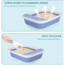 HTUTWOO Collapsible Kitty Litter Box, Open Top Cat Litter Tray With Scoop And Litter Bag, Anti-Splashing Waterproof Cat Toilet Potty Pan 17.7" X 13.5" -BlueBuffalo Sales Store GUEST c882ad34 cc8e 48d6 9855 35da9fceecd5