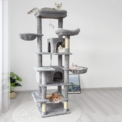 YOOCOZZ 68 Inches Multi-Level Large And Tall Cat Tree, Scratching Post With Sisal Rope-Gray 6 YOOCOZZ 68 Inches Multi-Level Large And Tall Cat Tree, Scratching Post With Sisal Rope-Gray - Image 6
