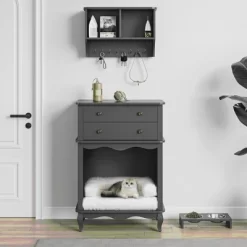 LOVMOR Vintage Small Storage Cabinet With Pet Bed, Hidden Cat Litter Box W/ Drawer & Semi-Open Space -BlueBuffalo Sales Store GUEST c941f72f ed8d 471a 93e0 36d68e62d5ee