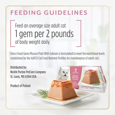 Fancy Feast Gems Seafood, Fish, Salmon Flavor Adult Wet Cat Food - 2oz/2ct 9 Fancy Feast Gems Seafood, Fish, Salmon Flavor Adult Wet Cat Food - 2oz/2ct - Image 9