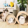 3 In 1 Cat Tunnel Bed, 3 Sizes Cat Scratching Board Bed, Corrugated Cat Scratching Board, Hide And Play DIY Cat Wheel, Indoor Cat Scratching Mat