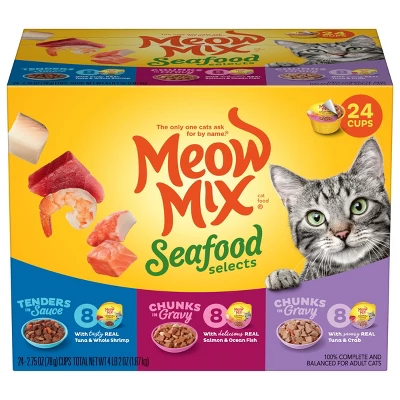 Meow Mix Seafood Selections Wet Cat Food With Shrimp, Salmon, Crab & Tuna Flavor - 2.75oz/24ct Variety Pack 8 Meow Mix Seafood Selections Wet Cat Food With Shrimp, Salmon, Crab & Tuna Flavor - 2.75oz/24ct Variety Pack - Image 8