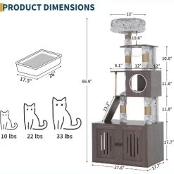 Cat Tree With Litter Box Enclosure 66.9", 2-in-1 Multi-Level Cat Condo Tower For Indoor Cats, Scratching Posts, Perch, Caves, Space-Saving Cat House -BlueBuffalo Sales Store GUEST cb4cdbe2 f366 4a24 8c31 4d453c7ecb83