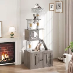 Cat Tree With Litter Box Enclosure 66.9", 2-in-1 Multi-Level Cat Condo Tower For Indoor Cats, Scratching Posts, Perch, Caves, Space-Saving Cat House -BlueBuffalo Sales Store GUEST cbabbc70 571f 4f99 9ad4 f64c059f8bf6