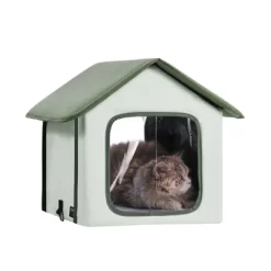 VEVOR Elevated Heated Cat House, Outdoor Kitty Shelter With Adjustable Temperature And Timer, 600D Oxford Cloth Foldable Cat Shelter, Green (Small) -BlueBuffalo Sales Store GUEST cbe1f34e 1808 492b 85a1 2ee38d91a869