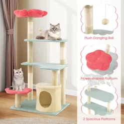 Tangkula 49" Flower Pink Cat Tree W/Flower-shaped Soft Perch Sisal Scratching Posts -BlueBuffalo Sales Store GUEST cc878cd8 b516 4f2c a91d 4aa31ad2a771