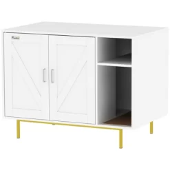 PawHut Cat Litter Box Enclosure, Kitty Litter Box Furniture End Side Table With Scratching Pad, Storage, For Living Room, Bedroom, 31.5" X 20" X 24" -BlueBuffalo Sales Store GUEST ccfbb81d 5ea5 4e2c 856c 8fdcac9a218c