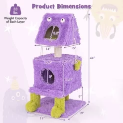 Tangkula Cat Tree Cute Monster-Themed Cat Tower W/ 2 Private Condos & Soft Long Plush -BlueBuffalo Sales Store GUEST cd82dca8 1574 48c2 9c55 79fd79c5e314