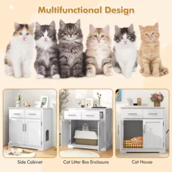 Tangkula Cat Litter Box Enclosure W/ 2 Drawers Double Doors Anti-Toppling Devices -BlueBuffalo Sales Store GUEST ce395278 8cb4 4a4e ade1 1d88ccee9ec2