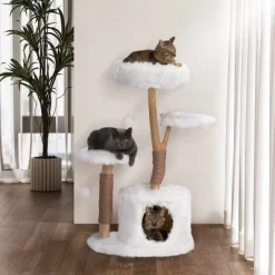FURNIinspire Pet Tower Modern Cat Tree, Natural Branch Cat Tower, Luxury Cat Condo, Indoor Cat Furniture, Kitten Cat Gift, White, 34"*17.72"*41.73" -BlueBuffalo Sales Store GUEST ce6eafad c91b 4f64 a263 669980f40315