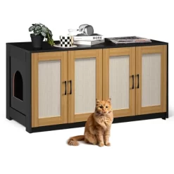 Double Cat Litter Box Enclosure For 2 Cats, 47.2" Large Wood Hidden Kitty Furniture With Sisal Doors -BlueBuffalo Sales Store GUEST ce7d87cd 7eb4 414e 9d96 2e4776b443fb