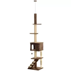PawHut Floor To Ceiling Cat Tree, Adjustable Height 89"-104" Cat Tower With Cat Condo, Scratching Posts, Perches, 3-Steps, Hanging Ball & Anti-Tip Kit 8 PawHut Floor To Ceiling Cat Tree, Adjustable Height 89"-104" Cat Tower With Cat Condo, Scratching Posts, Perches, 3-Steps, Hanging Ball & Anti-Tip Kit -BlueBuffalo Sales Store GUEST cea75ca9 3fc1 4549 ace1 bec7743a47a4