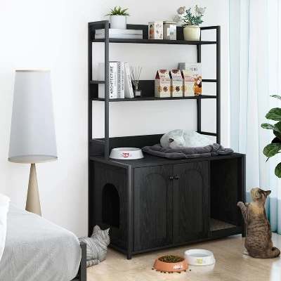 52in Tall Cat Litter Box Furniture, Litter Box Enclosure, 3 Layers Storage Shelf For Most Of Litter-Box, Indoor Cat House Kitty Washroom 5 52in Tall Cat Litter Box Furniture, Litter Box Enclosure, 3 Layers Storage Shelf For Most Of Litter-Box, Indoor Cat House Kitty Washroom - Image 5