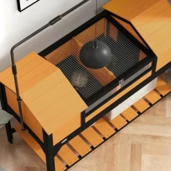 Resenkos Rabbit Hutch, Duck Cage Hutch,Rabbit Coop,Rabbit Cage W/ Run Feeding Trough Removable Tray Ramp Asphalt Roof, White