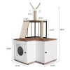 Modern 2-in-1 Cat Tree And Litter Box Enclosure With Odor-Resistant Surfaces, Multi-Level Tower, Durable Climbing Posts, Removable Pompom Sticks