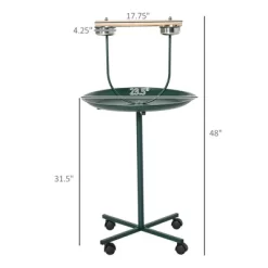Resenkos 48" Rolling T-Stand Bird Training Activity Playground With Perch Green