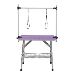 Gulches 42-Inch Foldable Pet Grooming Table For Pet Large Dogs And Cats With Adjustable Arm And Clamp - Purple