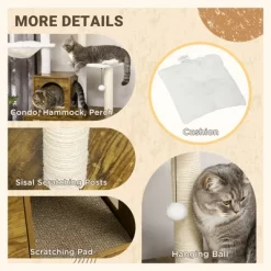 YOOCOZZ PawHut Cat Tree With Litter Box Enclosure, 2-in-1 Cat Tower Litter Box Furniture Indoor, Cat Condo With Hammock And Scratching Posts Pad-Brown -BlueBuffalo Sales Store GUEST d125a302 8cea 460d 8c6e 6400b1880329 1