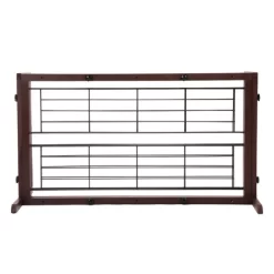SEVOBAL Pet Crates And Houses Adjustable Wooden Pet Gate For Dogs Indoor Freestanding Dog Fence For Doorways Stairs, Deep Brown, 38.2"*17.7"*21.1" -BlueBuffalo Sales Store GUEST d193776d f571 40ea a1fd e3f01f47b39b