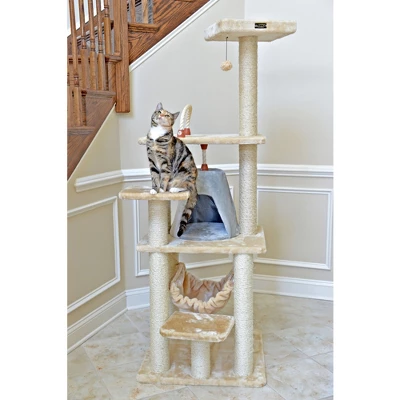 Armarkat 65" Real Wood Cat Tree With Sisal Rope, Hammock, Soft-side Playhouse A6501 4 Armarkat 65" Real Wood Cat Tree With Sisal Rope, Hammock, Soft-side Playhouse A6501 - Image 4